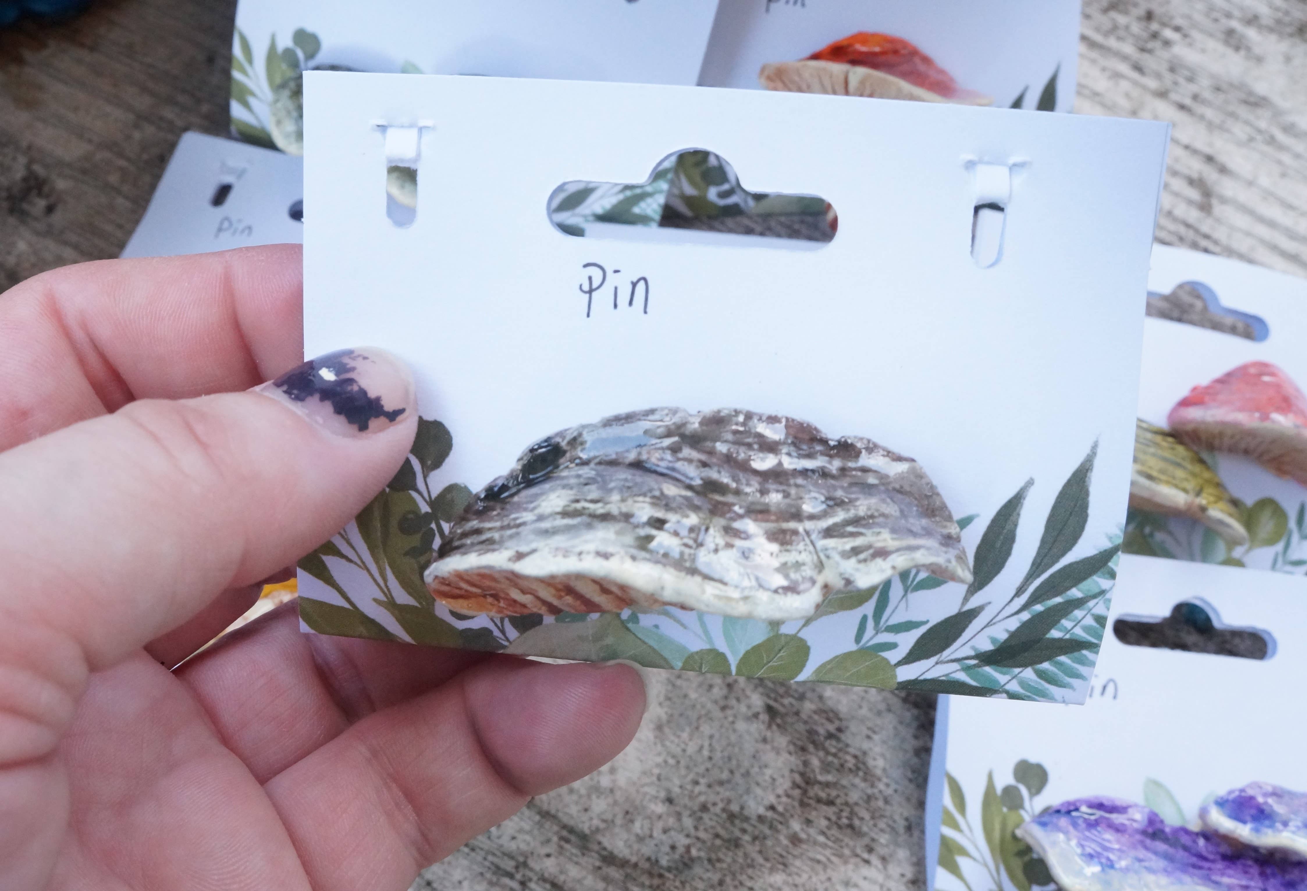 Goblin Grimm Gifts - Wholesale Lapel Pin/Button - Hand sculpted Shelf Mushroom Pins2