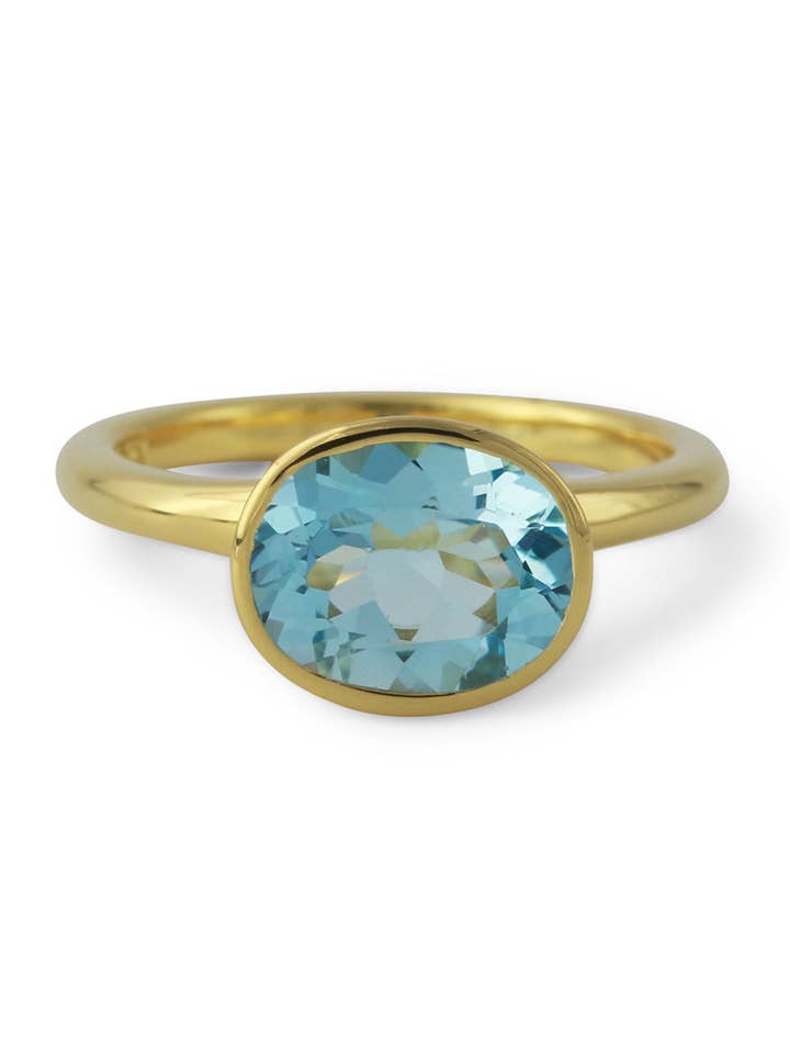 Anello in argento con topazio 10x8mm, placcato in oro 18ct per la vendita all'ingrosso da parte di Campur GmbH