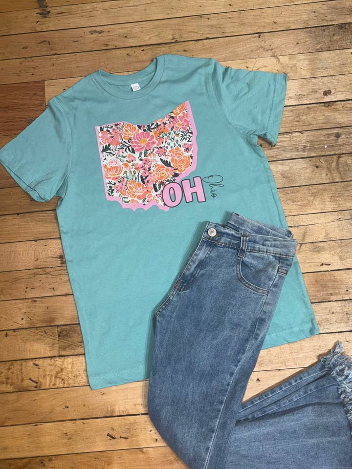 Camiseta Floral Block State para venta al por mayor de Ohio Roots Printing