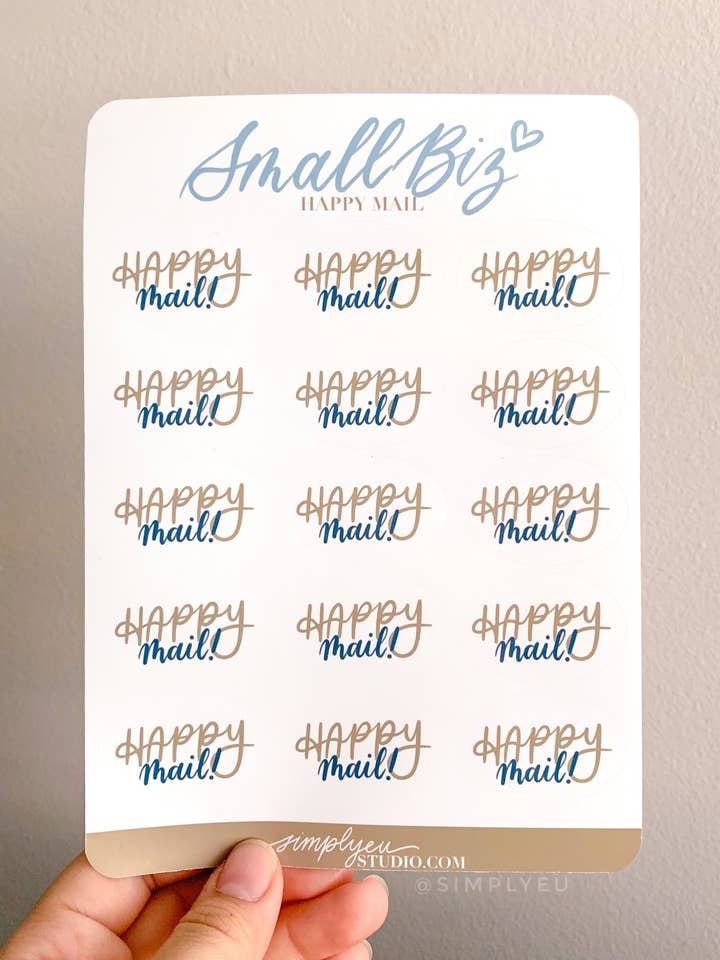 Happy Mail Glossy OR Matte Sticker Sheets for wholesale by Simplyeu Studio