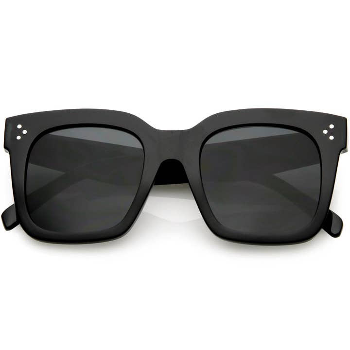 SPARE-SPECS, LLC - Wholesale Sunglasses - Women's - Bold Oversize Flat Mirror Lens Square Frame Horn Rimmed Sunglasses 50mm - A1008