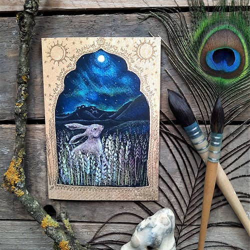 Northern Lights Greetings Card for wholesale by Hannah Willow Art