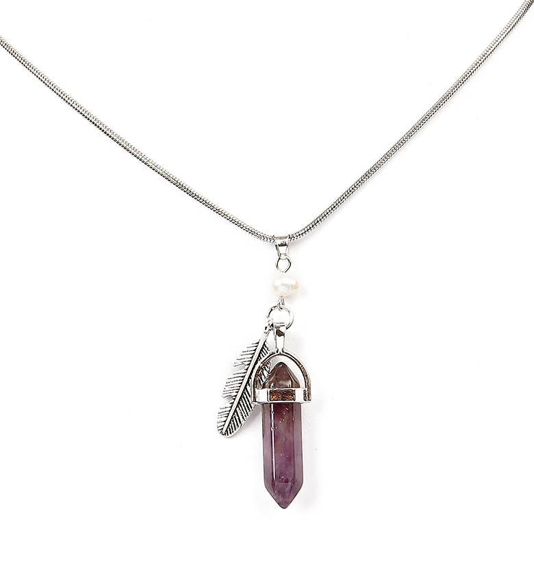 Kaleidoscope Accessories - Wholesale Pendant/Charm Necklace - 20 Natural Stone Assortment Silver Chain Necklace4