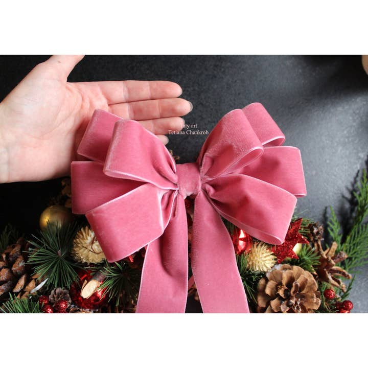 Idea Tatyart - Wholesale Tree Topper - 7" Velvet Christmas Bow Ties for Wreaths and Tree Toppers #22