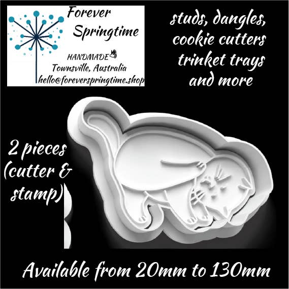 Forever Springtime - Wholesale Cookie Cutter - Yoga Cat 'Downward Dog' Cutter and Embosser Stamp: ABC