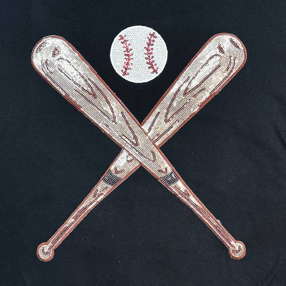 Trendy Transfers - Wholesale Patch - Sequin Bats and Sequin Softball OR Baseball Patch SET1