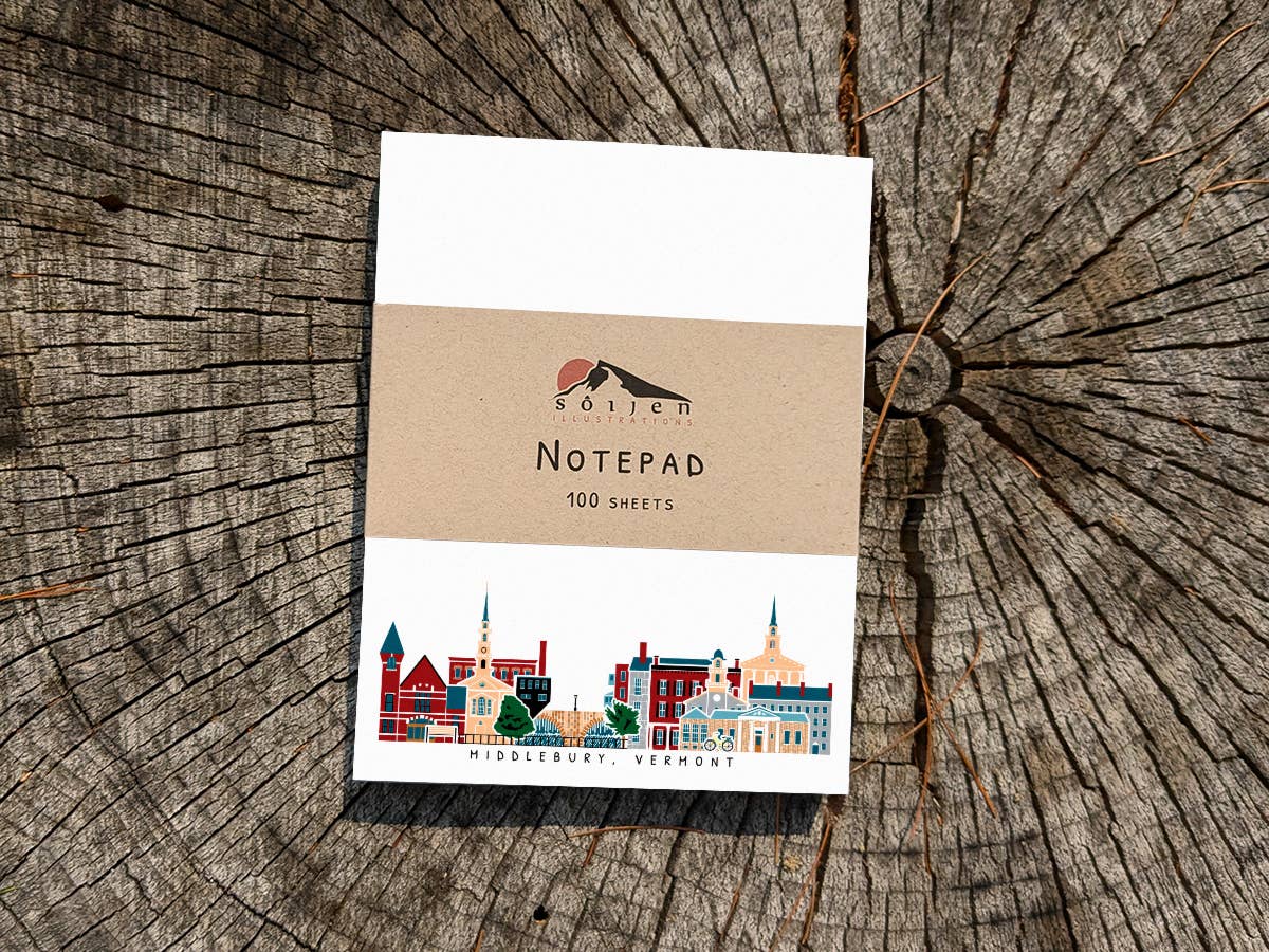Soijen Illustrations - Wholesale Notepad - Middlebury Vermont Cityscape Notepad2