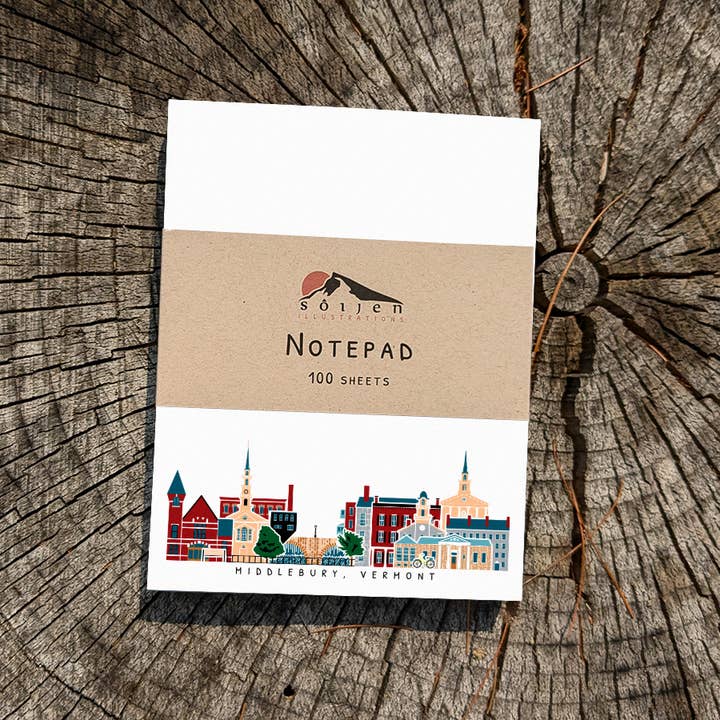 Soijen Illustrations - Wholesale Notepad - Middlebury Vermont Cityscape Notepad2