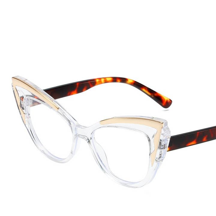 MKS America - Wholesale Eyeglasses - Women's - Large-Framed Cat-Eye Contrast Y2k Panelled Glasses5