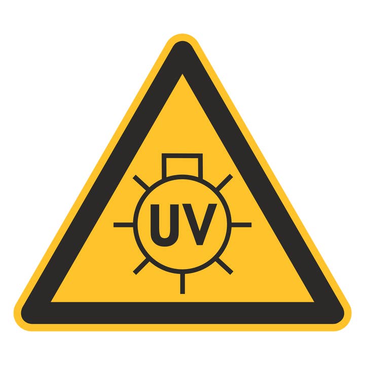 Warnzeichen / Warnung vor UV-Strahlung für den Großhandel von Blitzpfeil24 by Jahn Industrieschilder/Etiketten GmbH