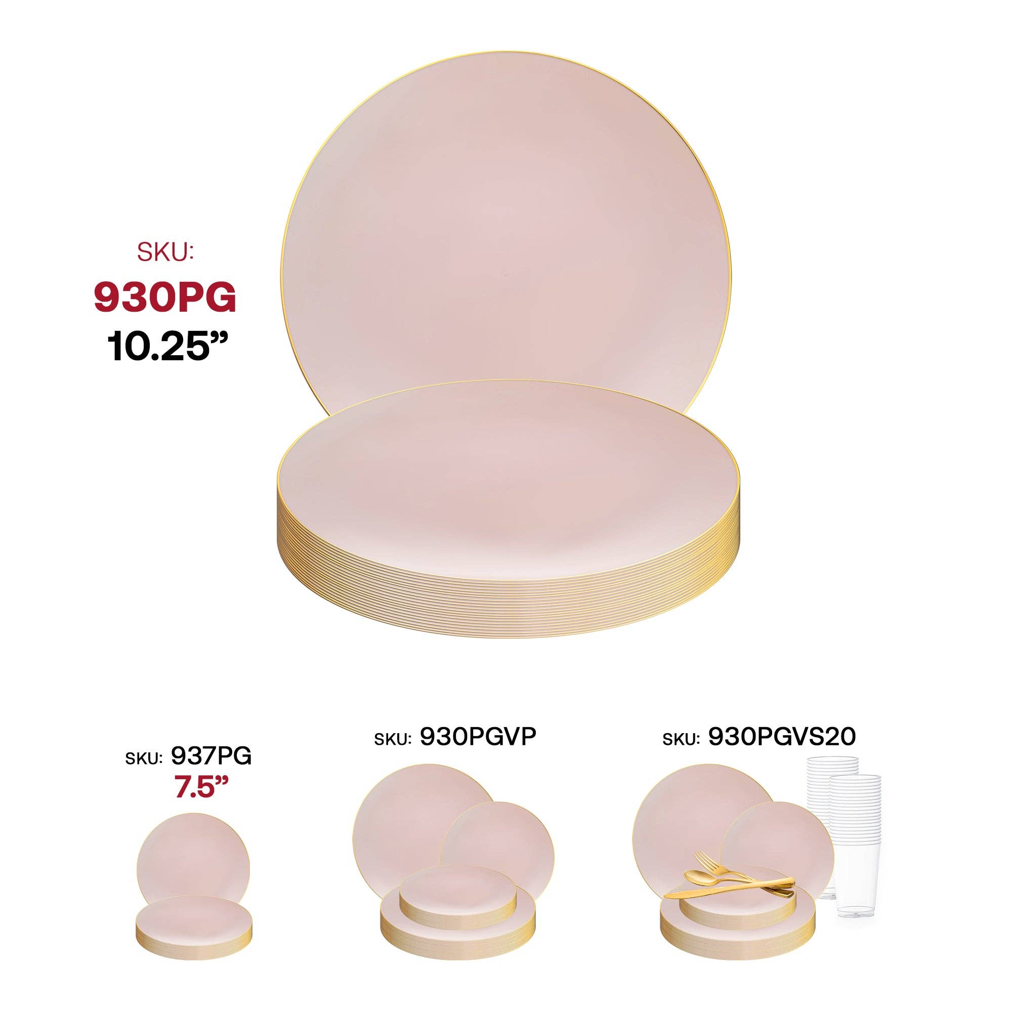 Smarty had a Party - Wholesale Disposable Plate - 10.25" Pink with Gold Organic Plastic Dinner Plates - 10 pcs4