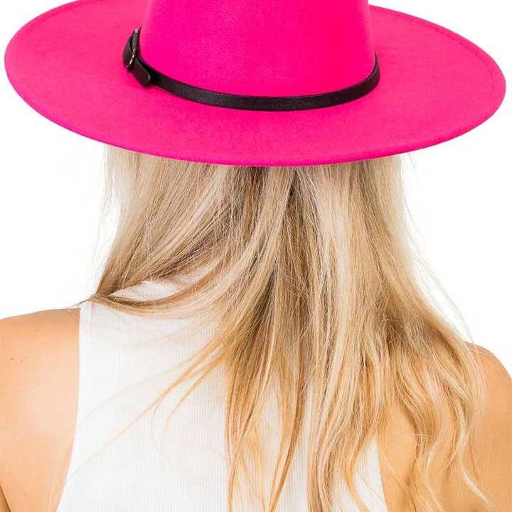 Cap Zone - Wholesale Fedora - Women's - Red Bottom Black Belt Rancher Hat Wide Brim28