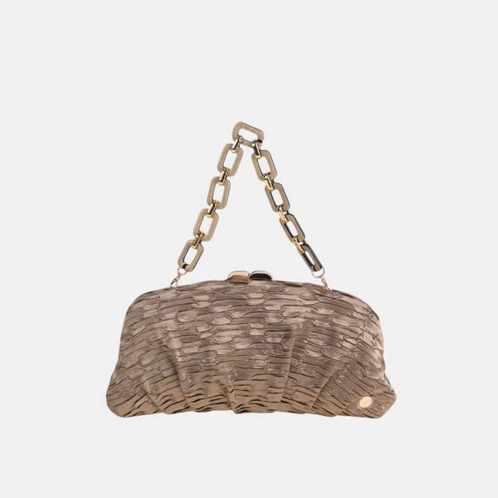 Kbas - Wholesale Top Handle Bag - Women's - JAZMIN PARTY TAUPE SATIN CLUTCH0