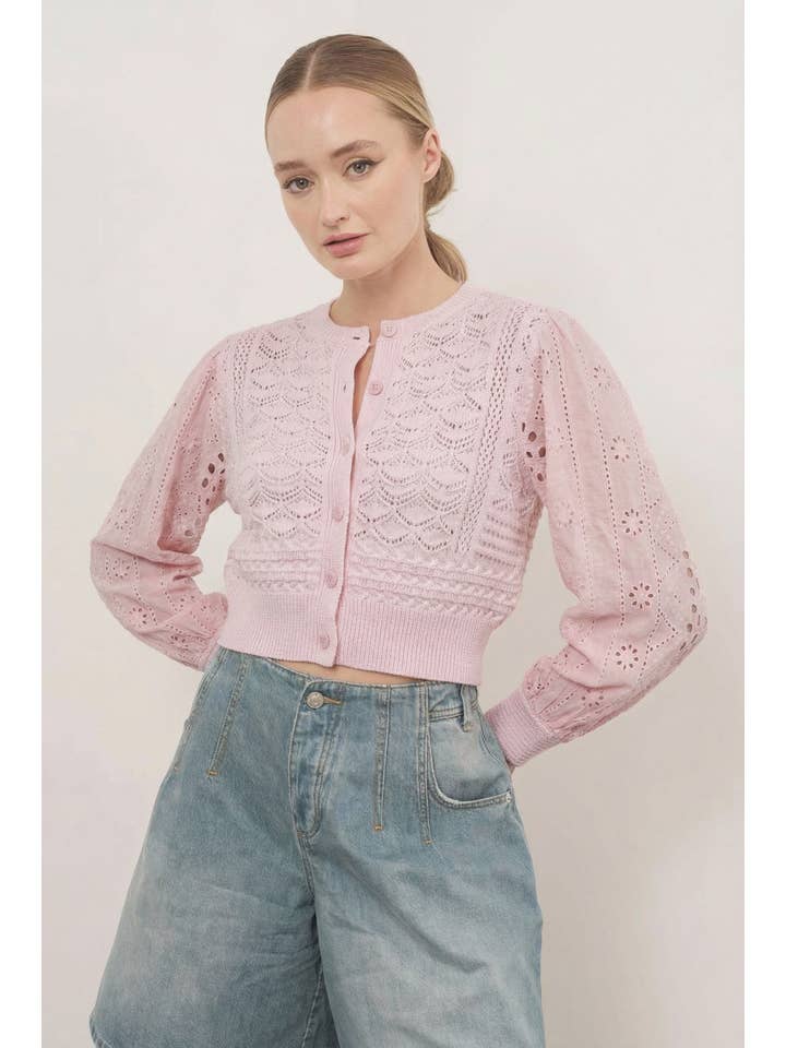 Aaron & Amber - Wholesale Cardigan - Women's - MAS2722 HENDRY 3/4 SLEEVES SEE THROUGH CARDIGAN18