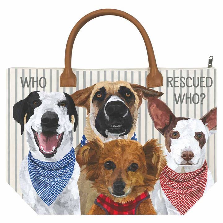 CANVAS TOTE BAG-WHO RESCUED WHO? for wholesale by Paperproducts Design • Ambiente