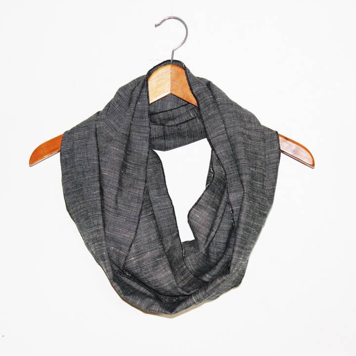 Rowan Grey - Wholesale Scarf - Unisex - Hemp and Organic Cotton Woven Infinity Scarf3
