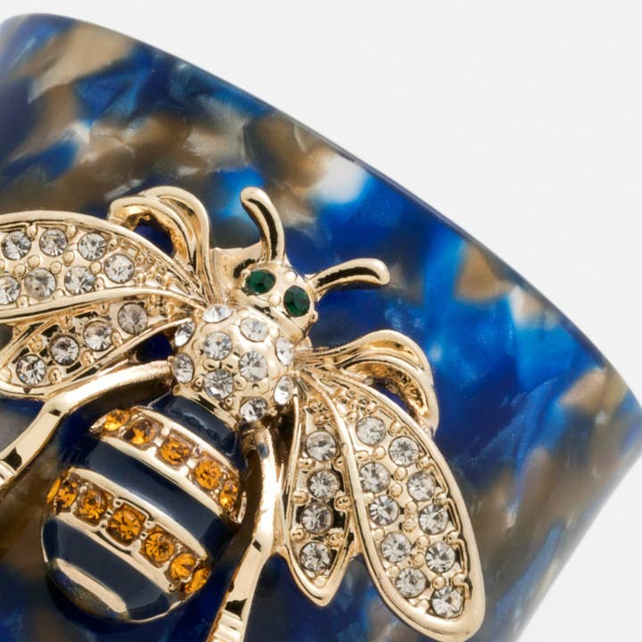 Joanna Buchanan - Wholesale Napkin ring - Stripey bee resin napkin rings, blue tortoiseshell, set of four2