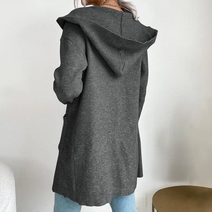 Lovesoft - Wholesale Cardigan - Women's - Hooded Knit Cardigan Long Sleeve Open Front Outerwear2