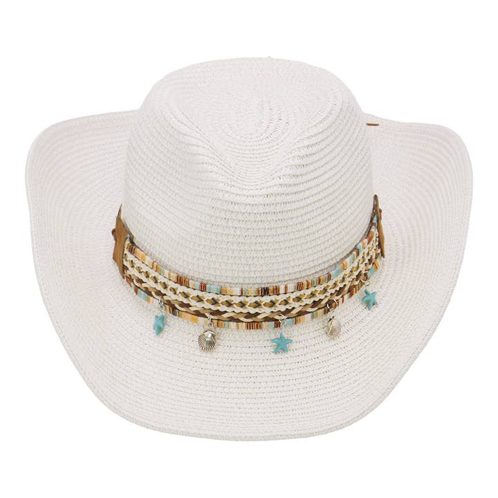 Cap Zone - Wholesale Cowboy Hat – Women’s - Blue Starfish Straw Coastal Cowgirl Hat3