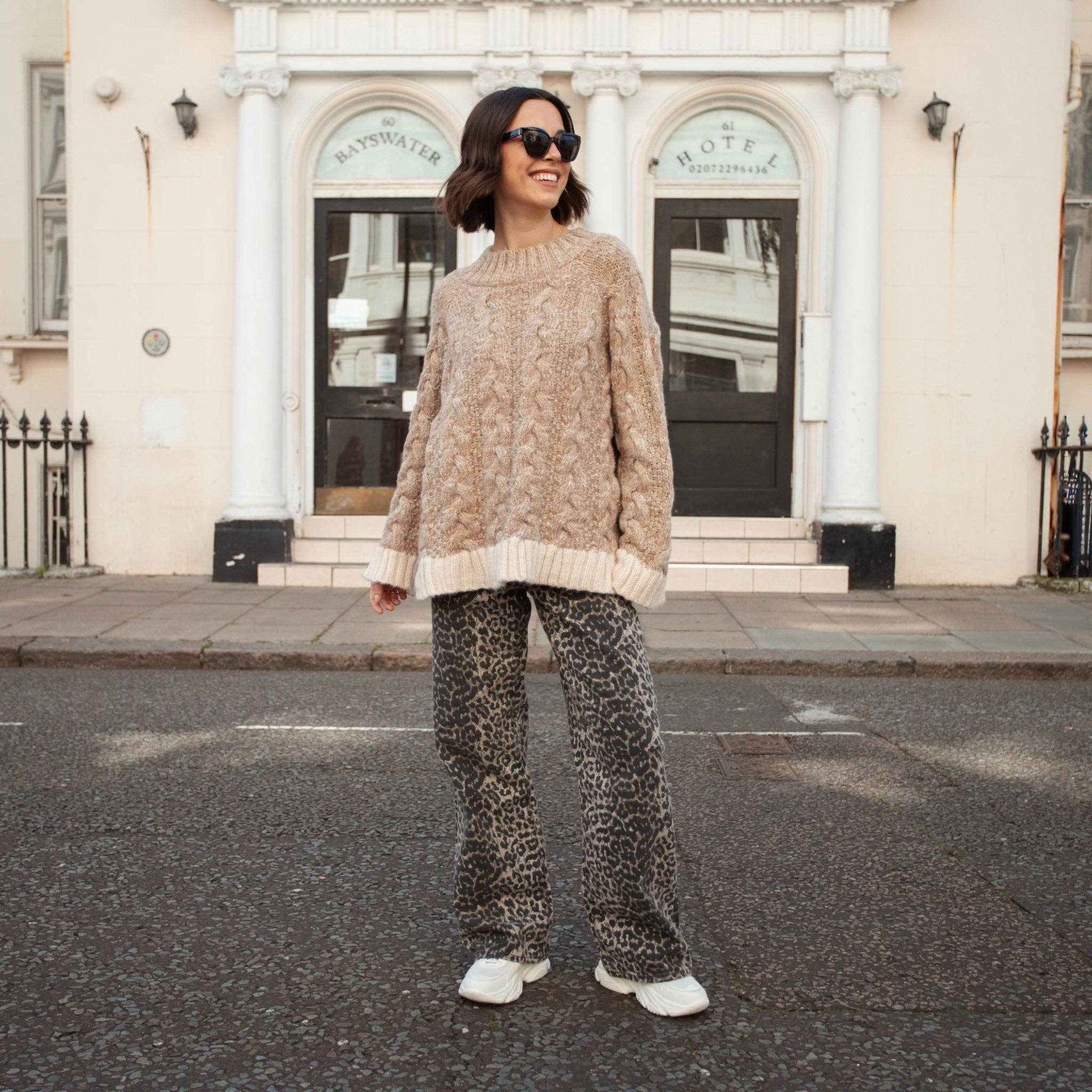 Cara & The Sky - Wholesale Knit Sweater - Women's - Jennie Cable High Neck Balloon Sleeve Jumper - Beige14