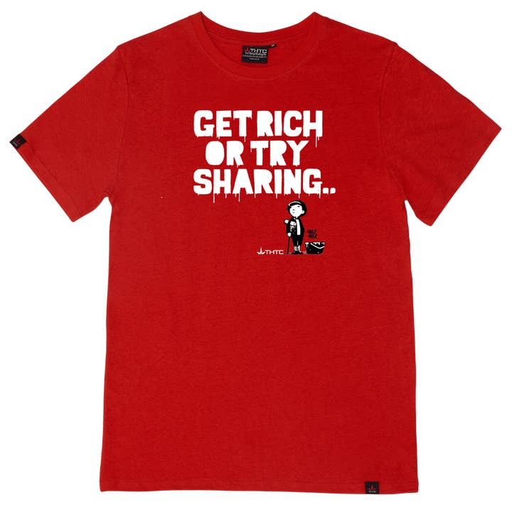 Bliv rig eller prøv at dele hamp T-shirt - Rød for engroshandel hos THTC (The Hemp Trading Company)