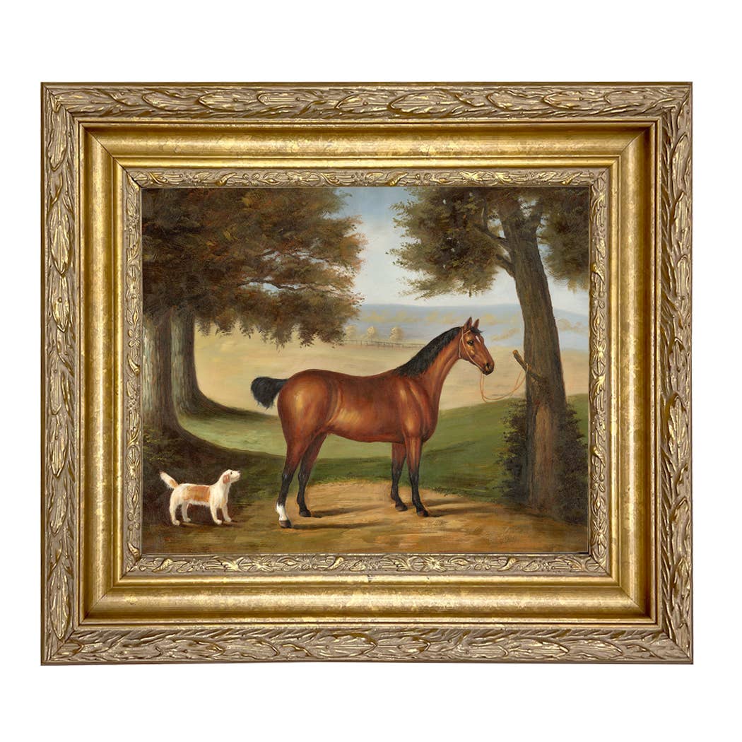 Madison Bay Co. - Historical Home Decor Reproductions - Wholesale Art Print - Horse and Dog in Landscape Vintage Painting Print on Canvas12