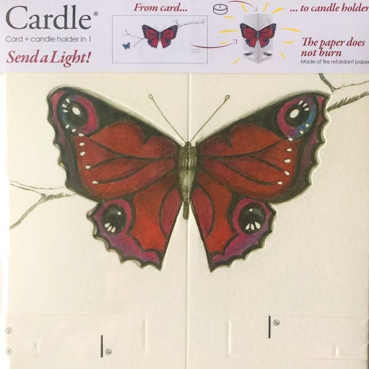 Carte de voeux Cardle Bougeoir Papillon Rouge pour la vente par Mayves