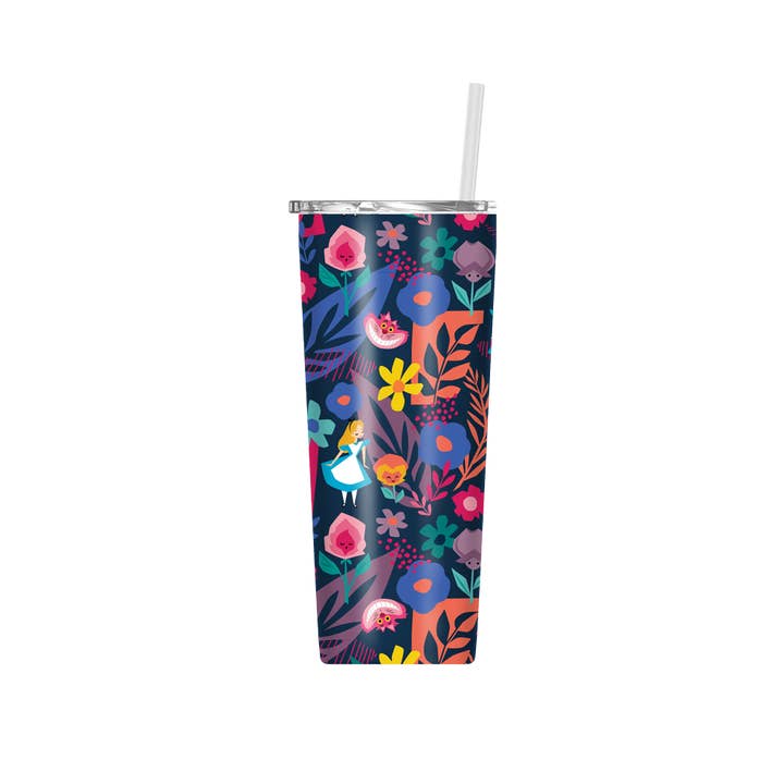 Silver Buffalo - Wholesale Insulated Mug/Tumbler - Alice in Wonderland Floral 22oz Stainless Steel Tumbler