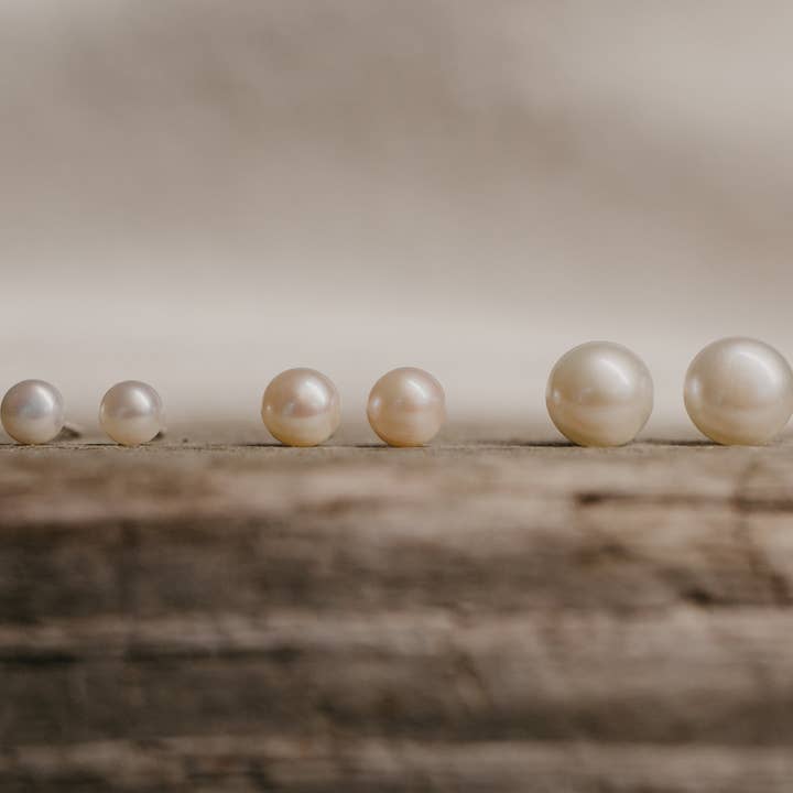 White Pearl Stud Earrings for wholesale by Sea Salt & Silver