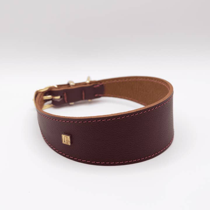 D&H Soft Leather Hound Collar Merlot (burgundy) for wholesale by Dogs and Horses