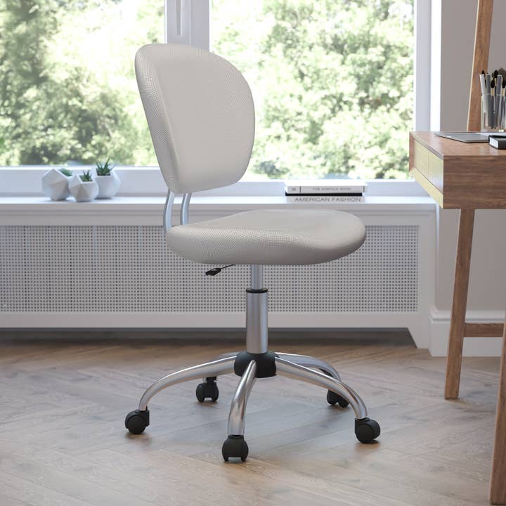 Mid-Back White Mesh Padded Swivel Office Chair for wholesale by Flash Furniture