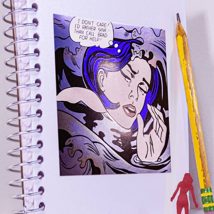 Apply Stickers - Wholesale Sticker - Drowning Girl by Roy Lichtenstein - Die-Cut Sticker