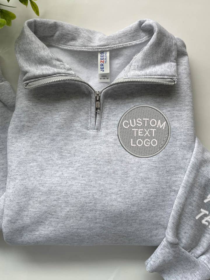 One Nine - Wholesale Sweatshirt - Unisex - Embroidery Custom Text/Logo Chest/Sleeve 1/4 Zip Sweatshirts