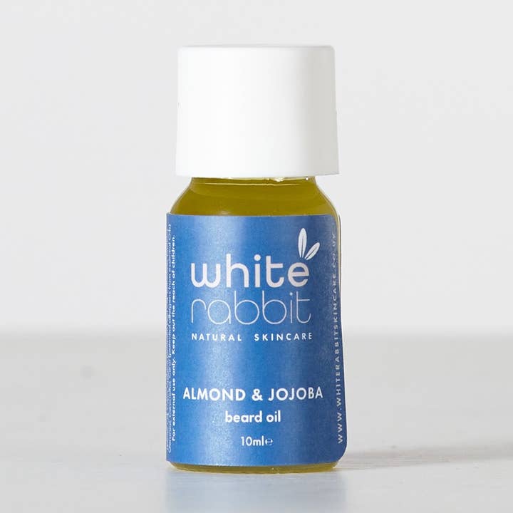 Aceite potenciador para barba de almendra y jojoba - tamaño de viaje/prueba de 10 ml para venta al por mayor de White Rabbit Skincare