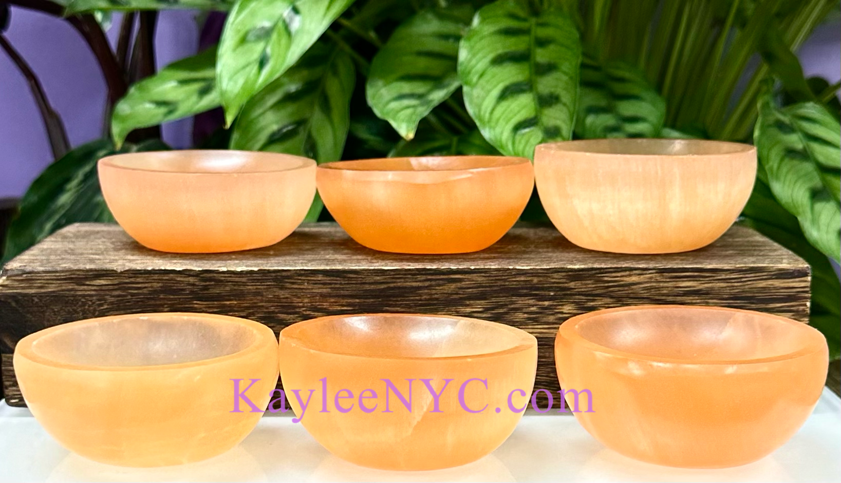 KayleeNYC - Wholesale Spiritual Stone/Crystal - Natural Peach Selenite Bowls Crystal ~8cm0