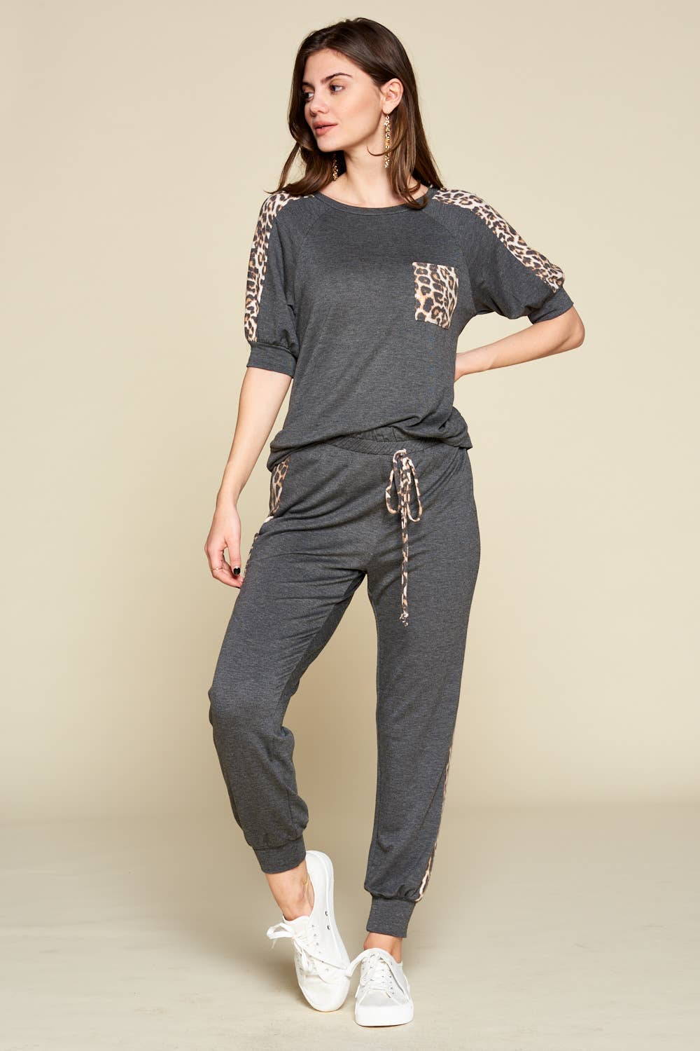 Emerald Collection - Vente Haut en maille – femme - Haut décontracté à poche à imprimé animal SW-51175