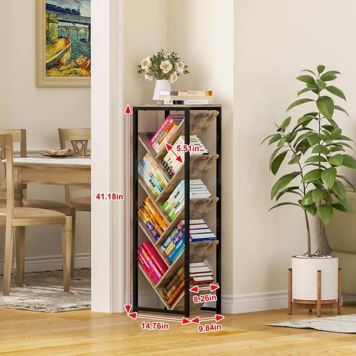 ShipItFurniture - Wholesale Bookcase - Tree Bookshelf 9 Tier Floor Standing Wooden Bookcase For Small Spaces1