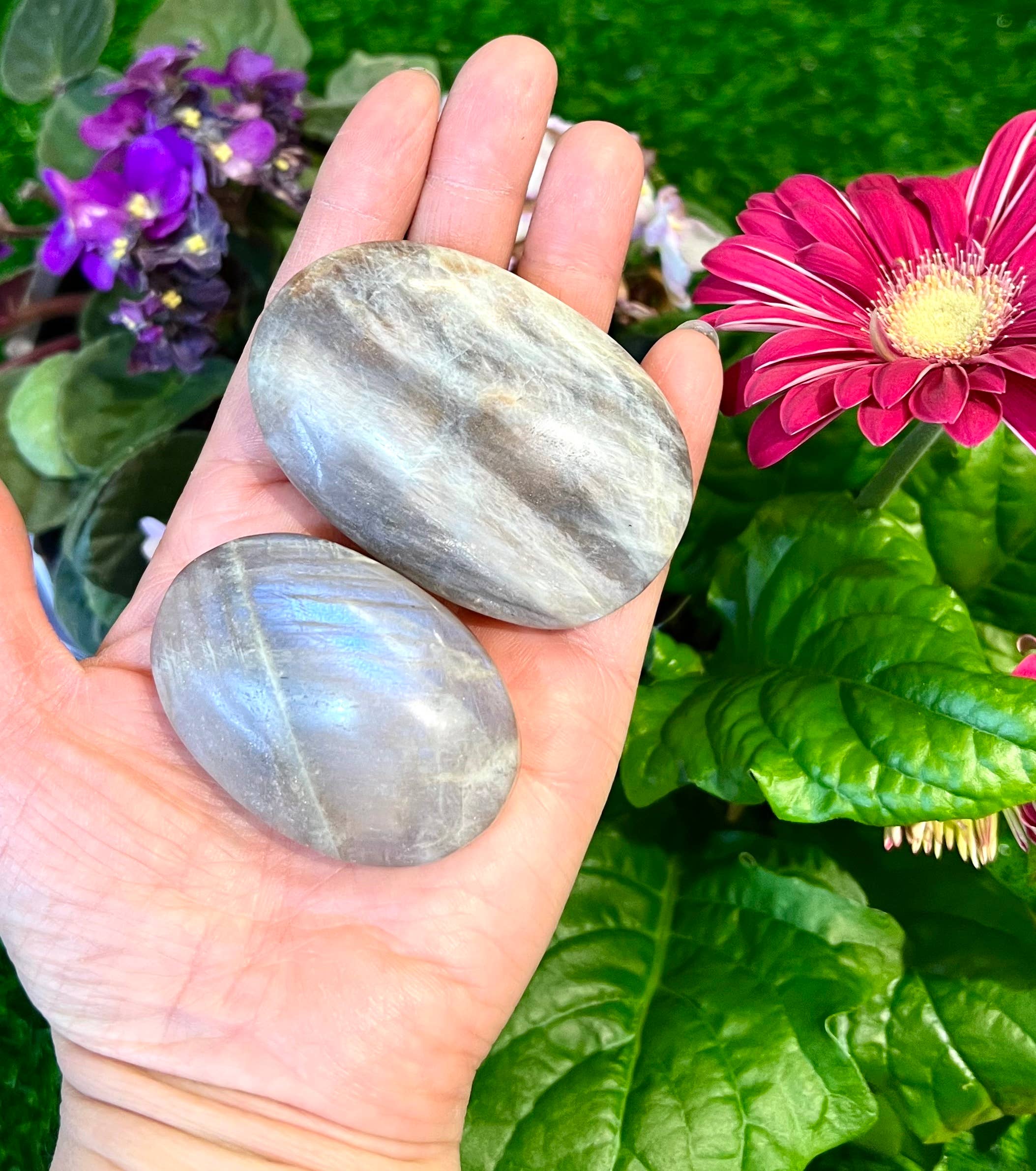 KayleeNYC - Wholesale Spiritual Stone/Crystal - 2 Lbs Natural Moonstone Palm Stone Crystal Nice Quality5