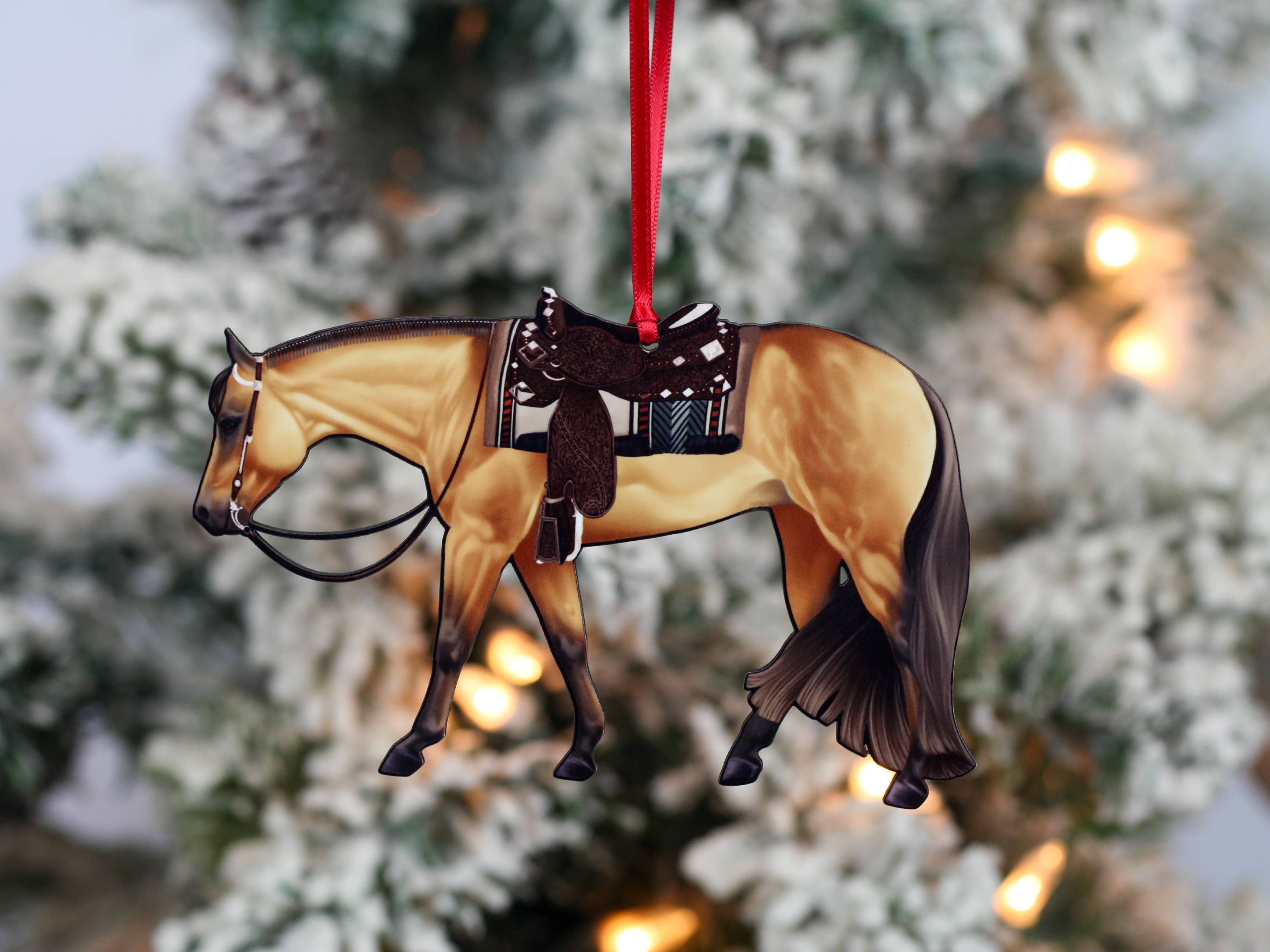 Classy Equine - Wholesale Ornament - Buckskin Western Pleasure Horse Ornament Quarter Horse Gift4