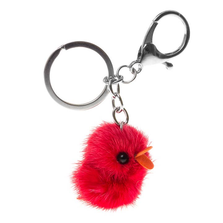 red Sarnonico Women's Keychain. Genuine Leather Rex Rabbit Fur for wholesale on Faire1