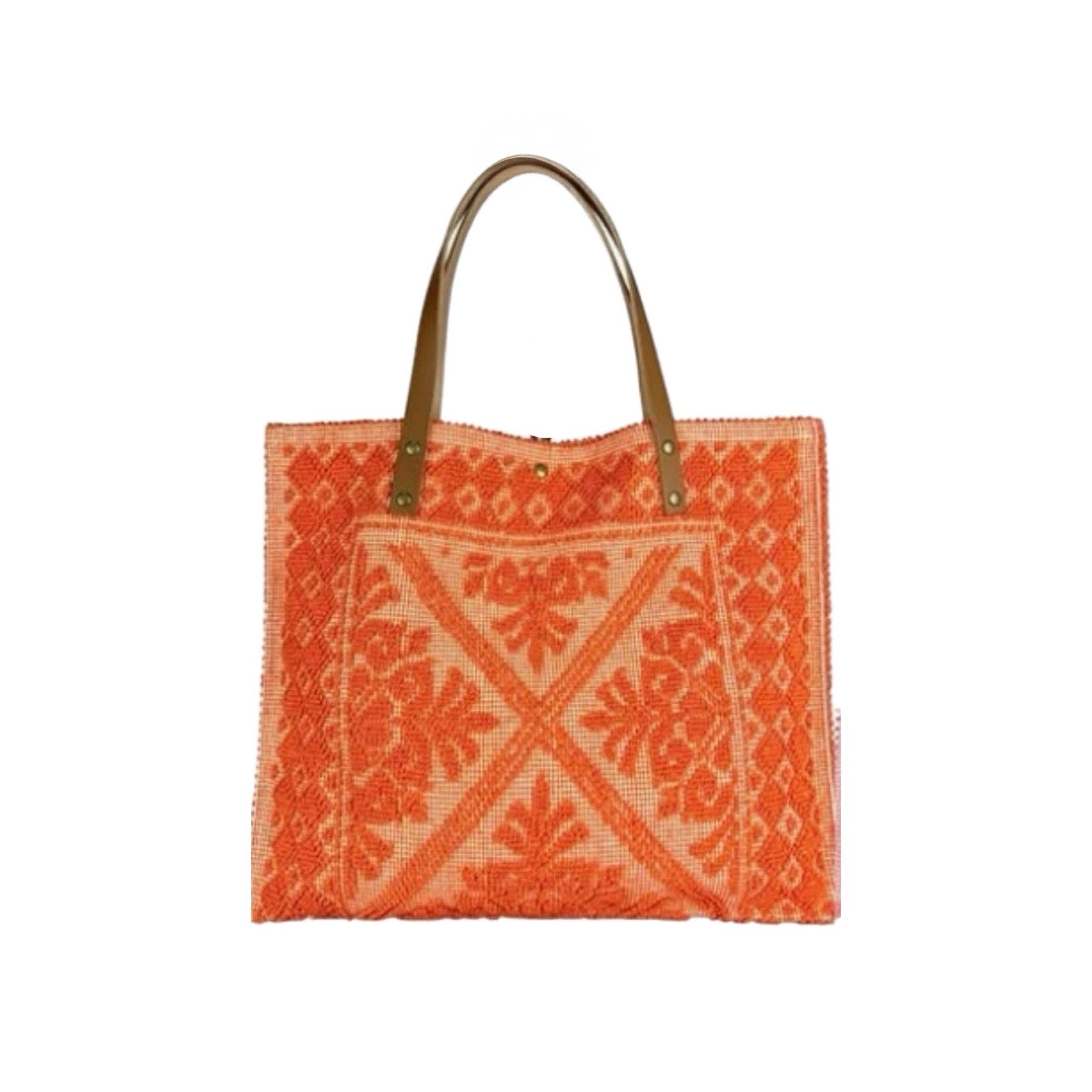 Louisa lee - Wholesale Shoulder Bag - Women's - LARGE TAPESTRY TOTE BAG TRIMMED WITH LEATHER10