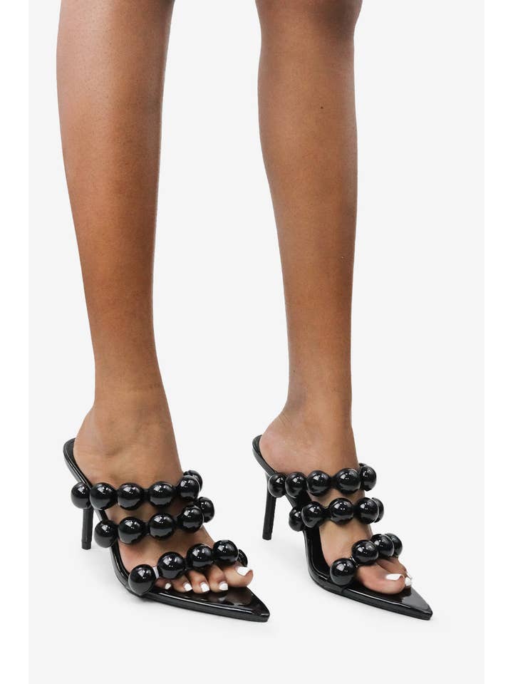 Lemonade Shoes - Wholesale High Heels - Women's - ASHLYNN - Sculptural Beaded Mule Heels3