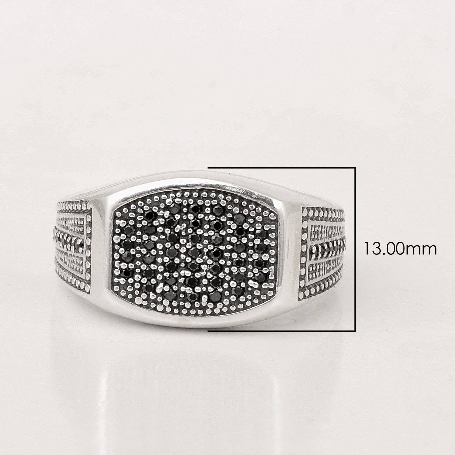 Star Joya - Wholesale Signet Ring - Mens Black Spinel Rings Solid 925 Sterling Silver Round Black Spinel Signet Rings3