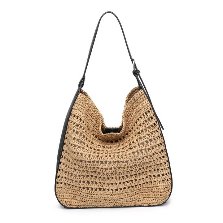 Moda Luxe - Venta al por mayor Bolso con correa - Mujer - Bolso Hobo Savannah de paja con diseño de crochet6