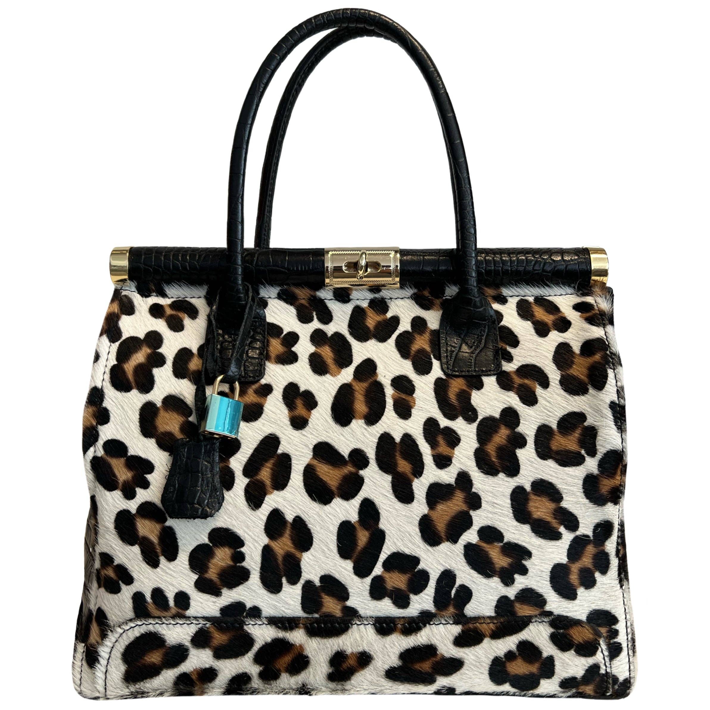 MODARNO – Engroshandel Taske med håndtag – til kvinder – Ægte håndtaske i kokoslæder med ægte ponyhår - model Firenze8