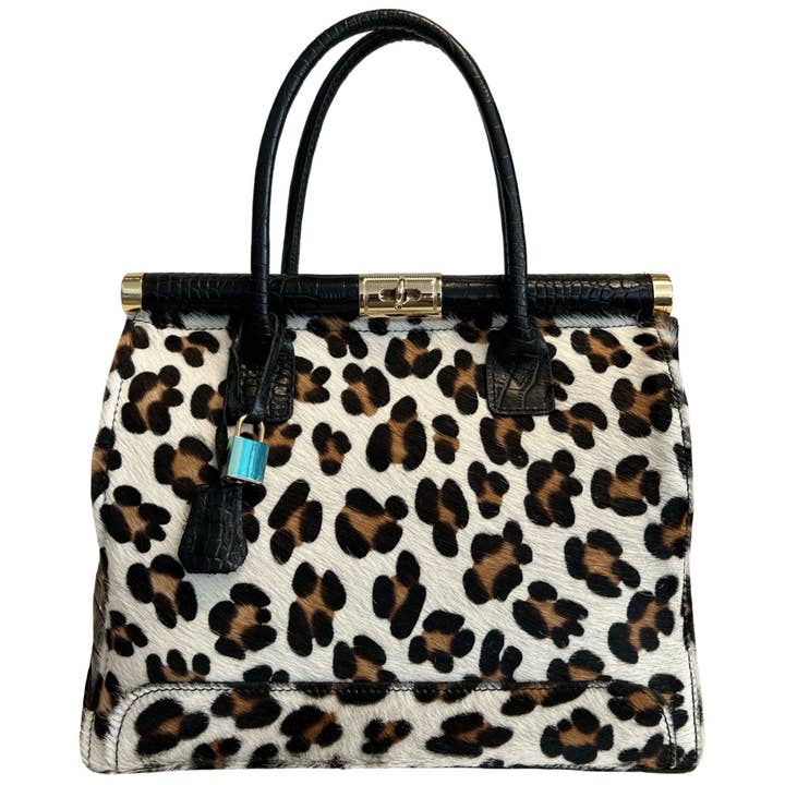 MODARNO – Engroshandel Taske med håndtag – til kvinder – Ægte håndtaske i kokoslæder med ægte ponyhår - model Firenze8