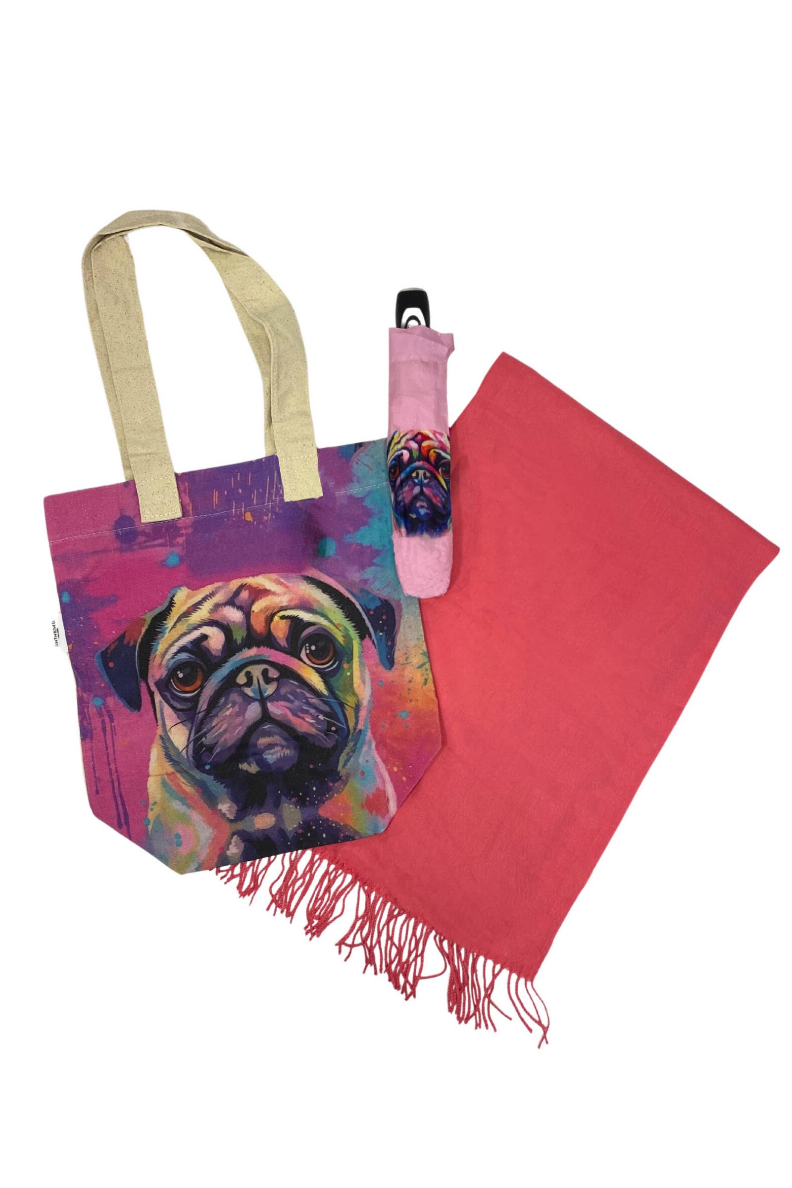 Multi Pug Dog Print Umbrella (Short) for wholesale on Faire1