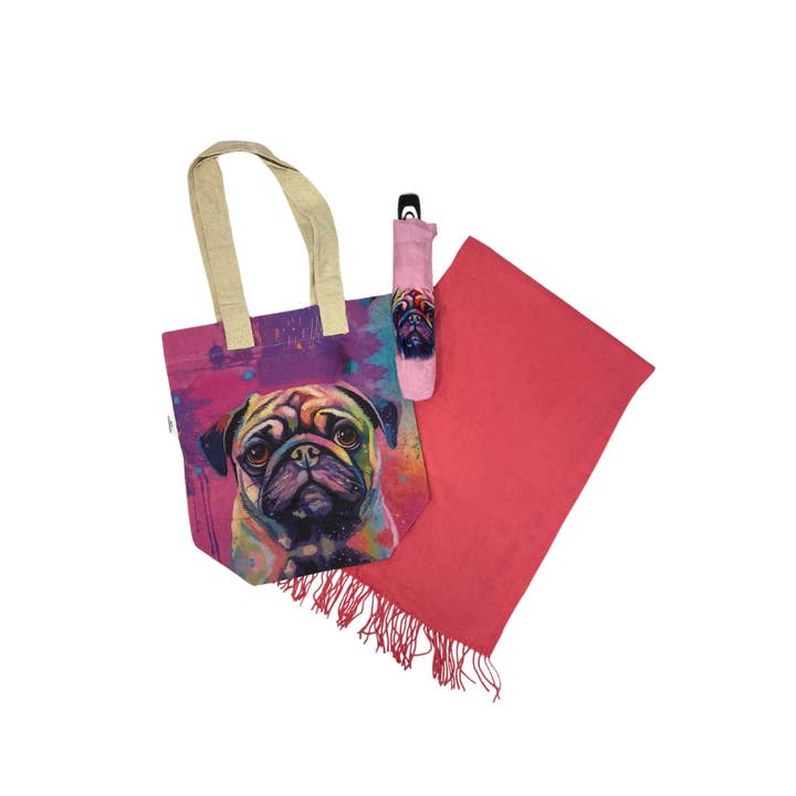 Multi Pug Dog Print Umbrella (Short) for wholesale on Faire1