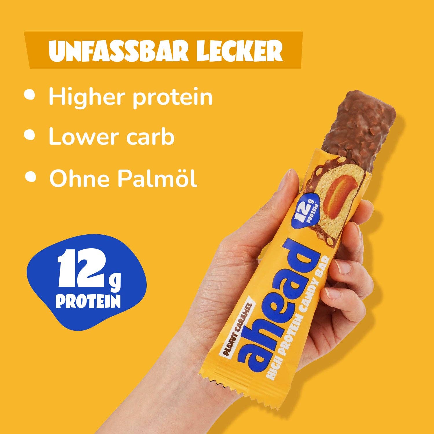 ahead - Vente Barres de céréales - Barre protéinée au caramel et cacahuètes (plateau de 14x45 g)2