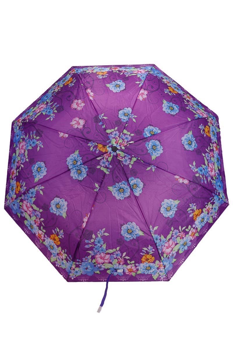 ASSORTITI Ombrello da viaggio compatto con stampa floreale, apertura manuale in vendita all'ingrosso su Faire3
